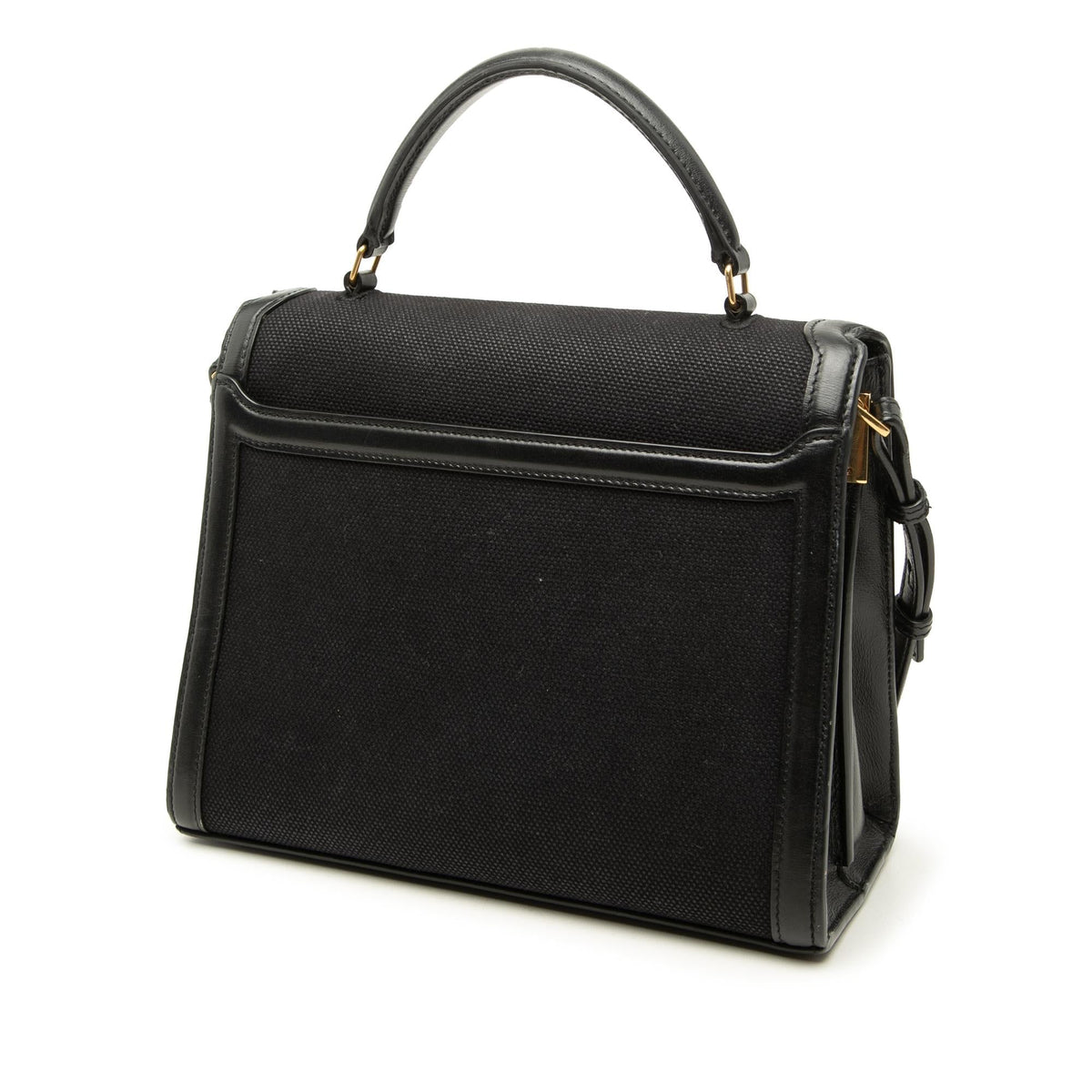 Saint Laurent Medium Canvas Cassandra Top Handle Bag - Black