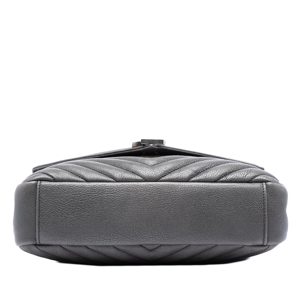 Saint Laurent Medium Chevron Sheepskin Monogram College Satchel - Grey