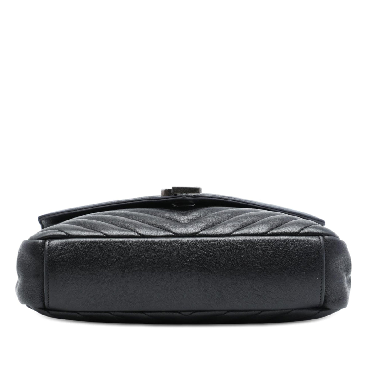 Saint Laurent Medium Chevron Sheepskin Monogram College Satchel - Black