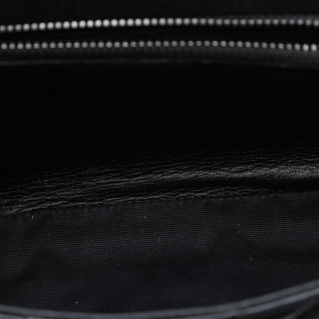 Saint Laurent Medium Chevron Sheepskin Monogram College Satchel - Black