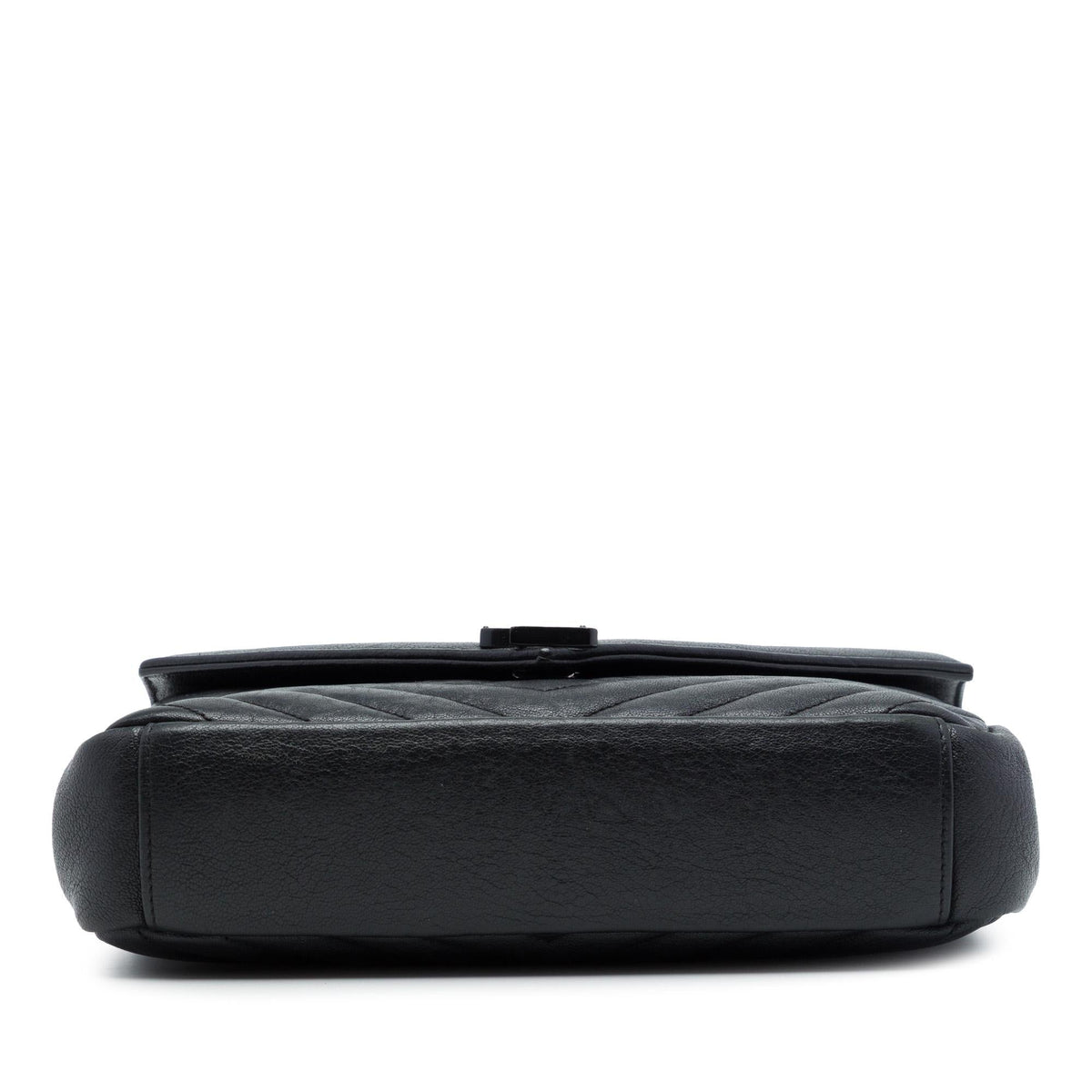 Saint Laurent Medium Chevron Sheepskin Monogram Monochrome College Bag - Black