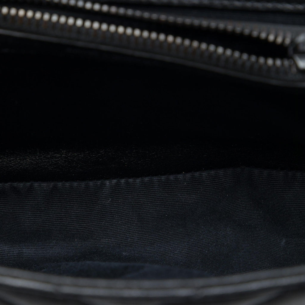 Saint Laurent Medium Chevron Sheepskin Monogram Monochrome College Bag - Black
