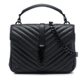 Saint Laurent Medium Chevron Sheepskin Monogram Monochrome College Bag - Black