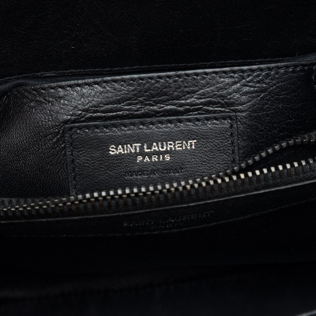 Saint Laurent Medium Chevron Sheepskin Monogram Monochrome College Bag - Black