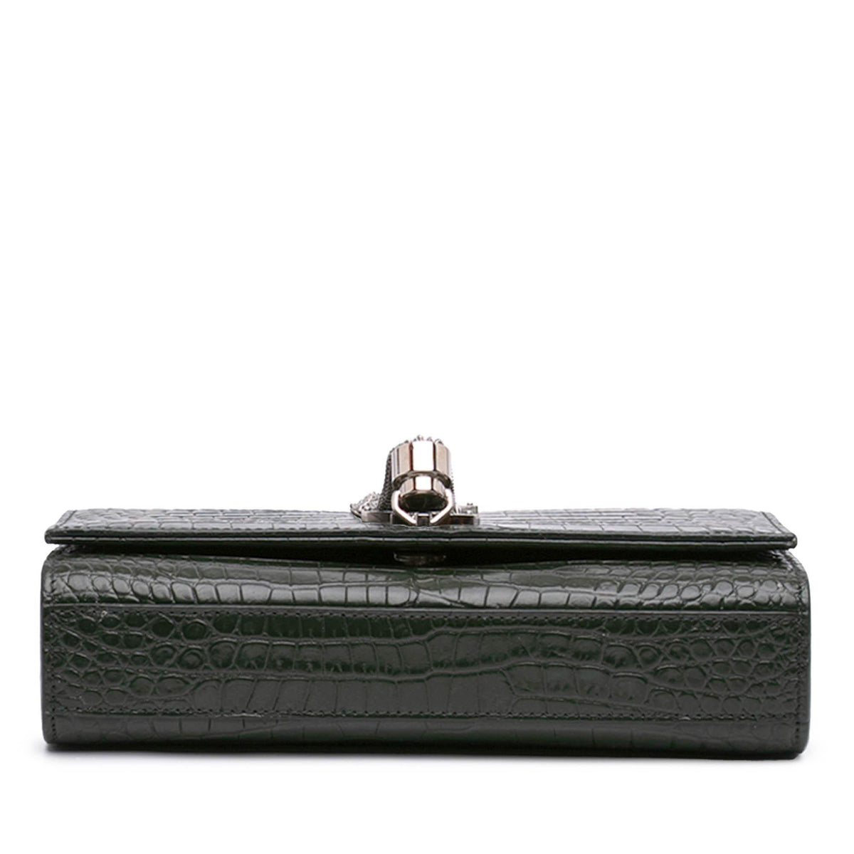 Saint Laurent Medium Croc Embossed Leather Kate Tassel Crossbody Bag - Green