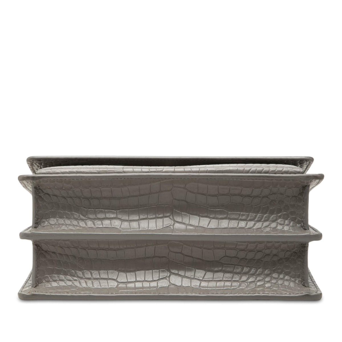 Saint Laurent Medium Croc Embossed Leather Monogram Sunset Crossbody Bag - Grey