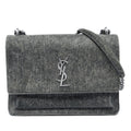 Saint Laurent Medium Denim Monogram Sunset Crossbody Bag - Grey