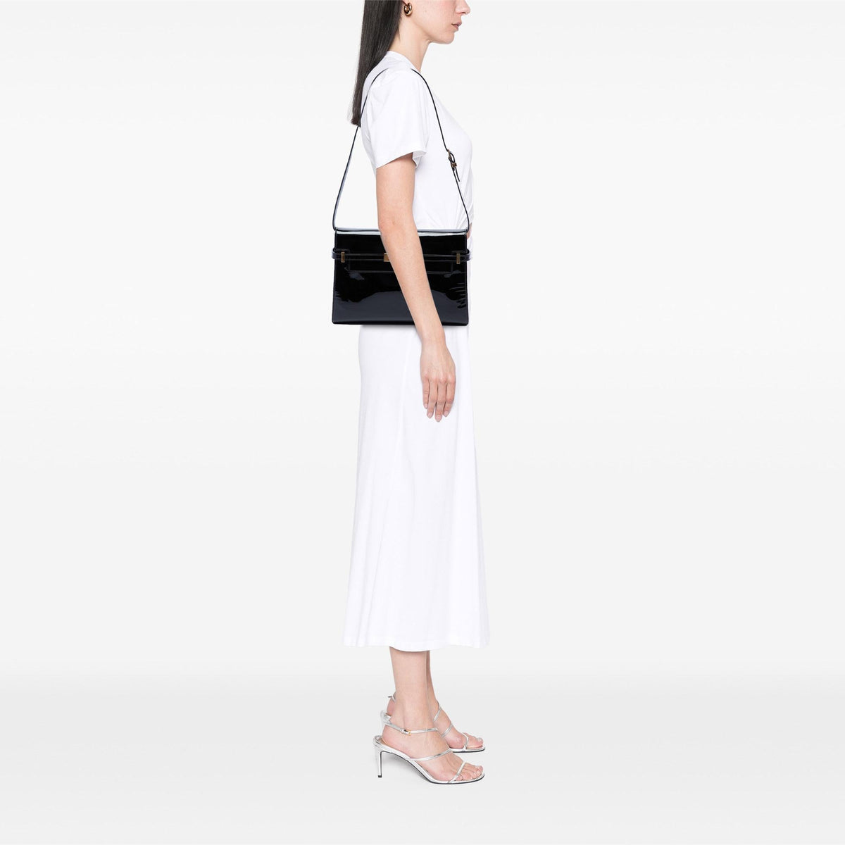 Saint Laurent Medium Patent Manhattan Shoulder Bag - Black