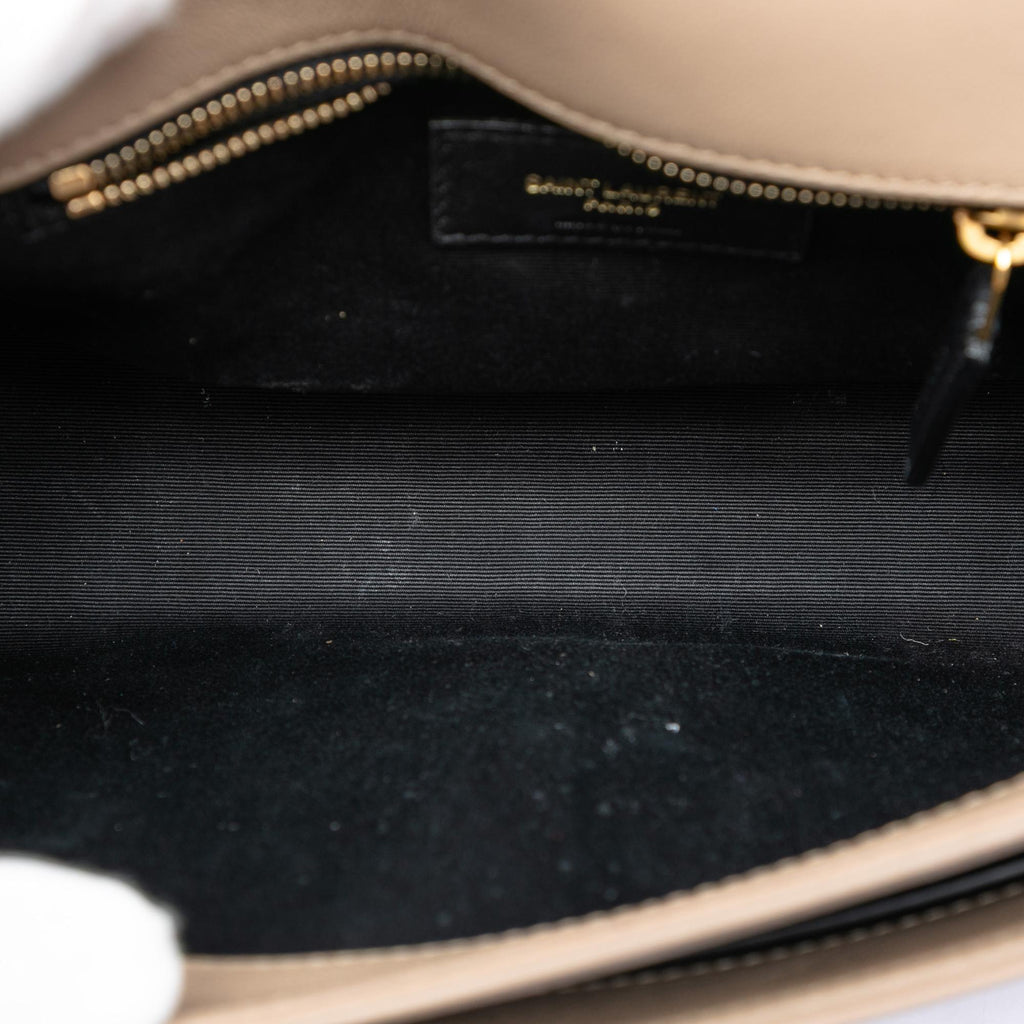 Saint Laurent Mini Quilted Lambskin Becky Chain Shoulder Bag - Beige