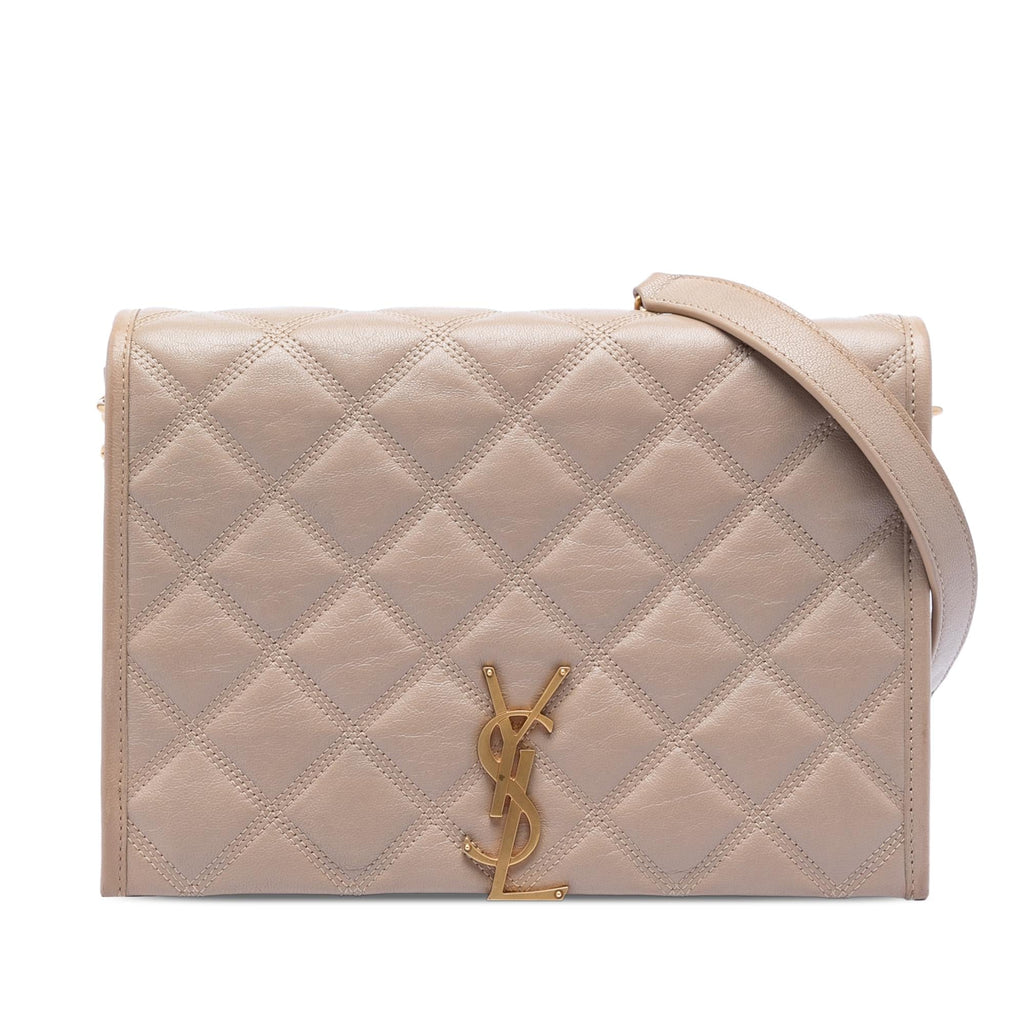 Saint Laurent Mini Quilted Lambskin Becky Chain Shoulder Bag - Beige