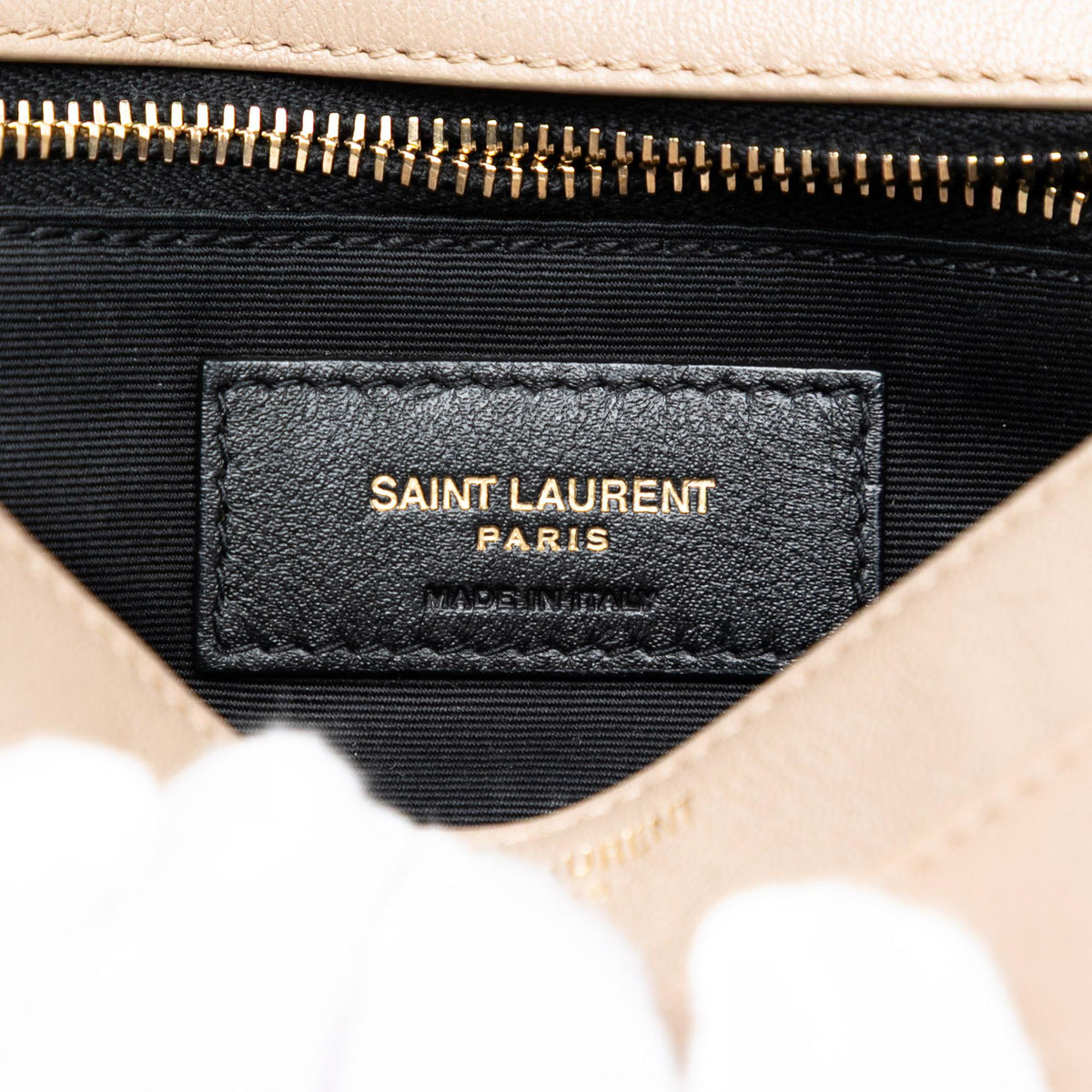Saint Laurent Mini Quilted Lambskin Becky Chain Shoulder Bag - Beige