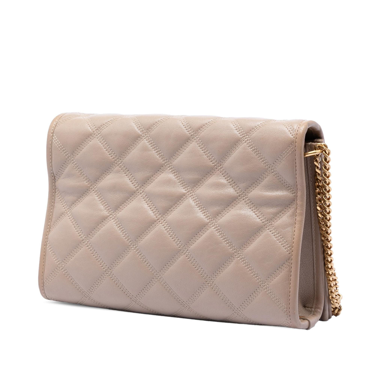 Saint Laurent Mini Quilted Lambskin Becky Chain Shoulder Bag - Beige