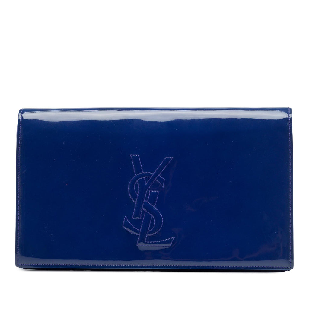 Saint Laurent Patent Belle Du Jour Clutch - Blue