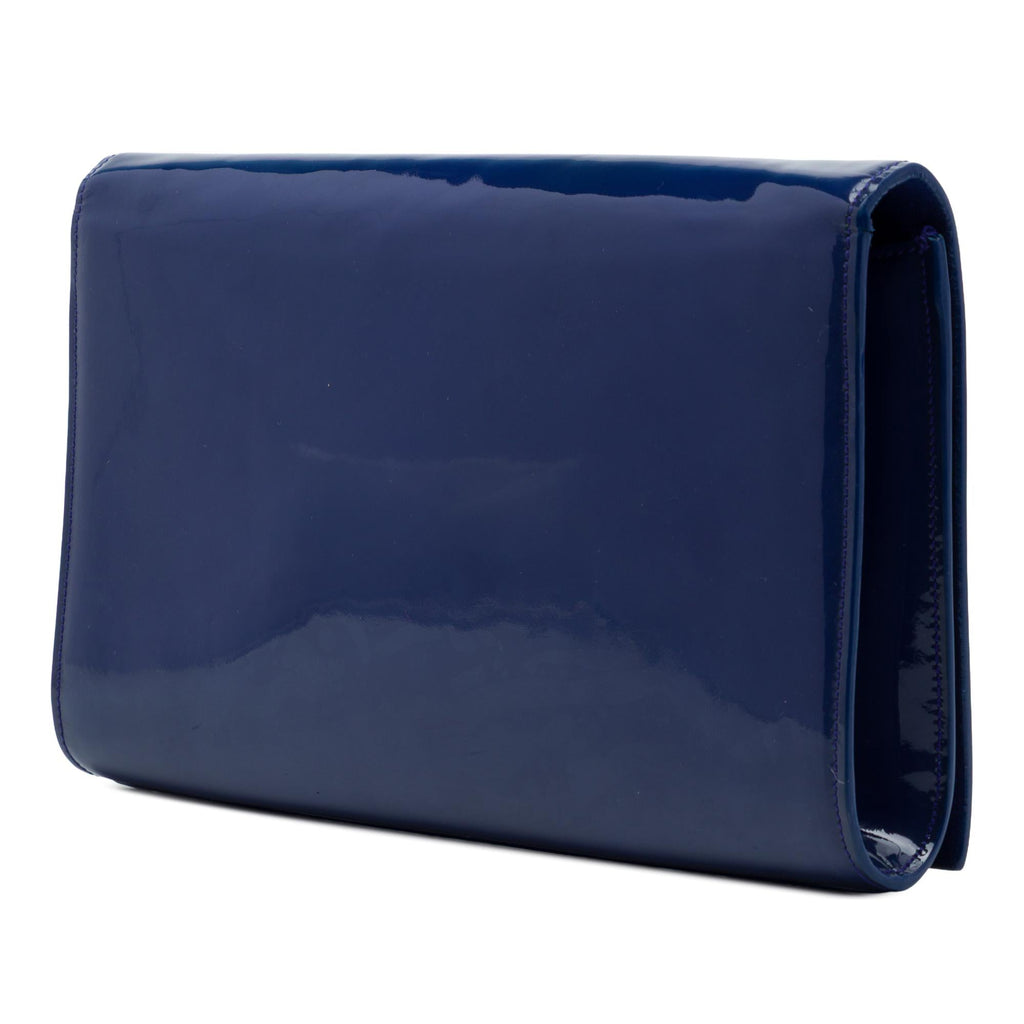 Saint Laurent Patent Belle Du Jour Clutch - Blue