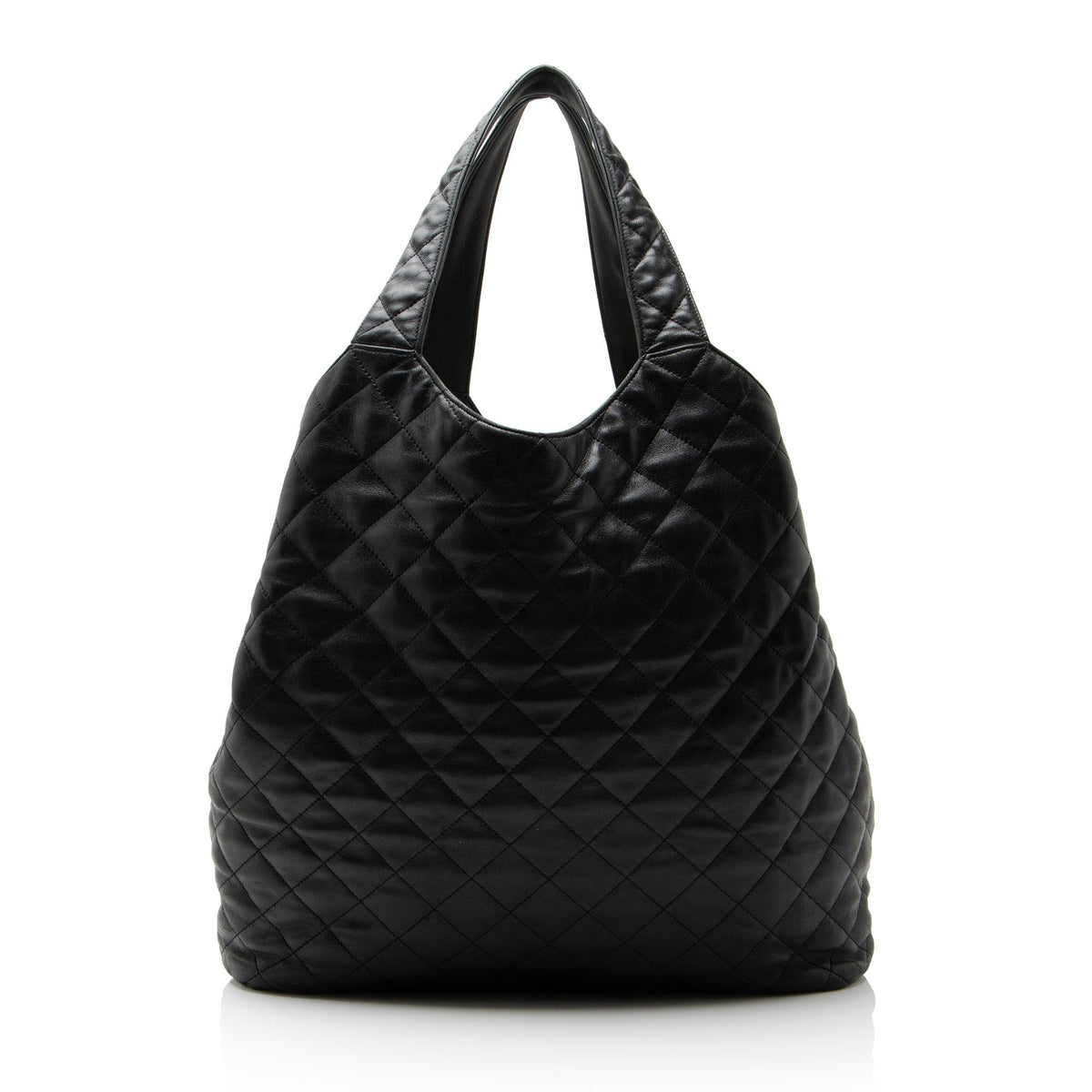 Saint Laurent Quilted Lambskin Monogram Icare Maxi Shopping Tote Bag - Black