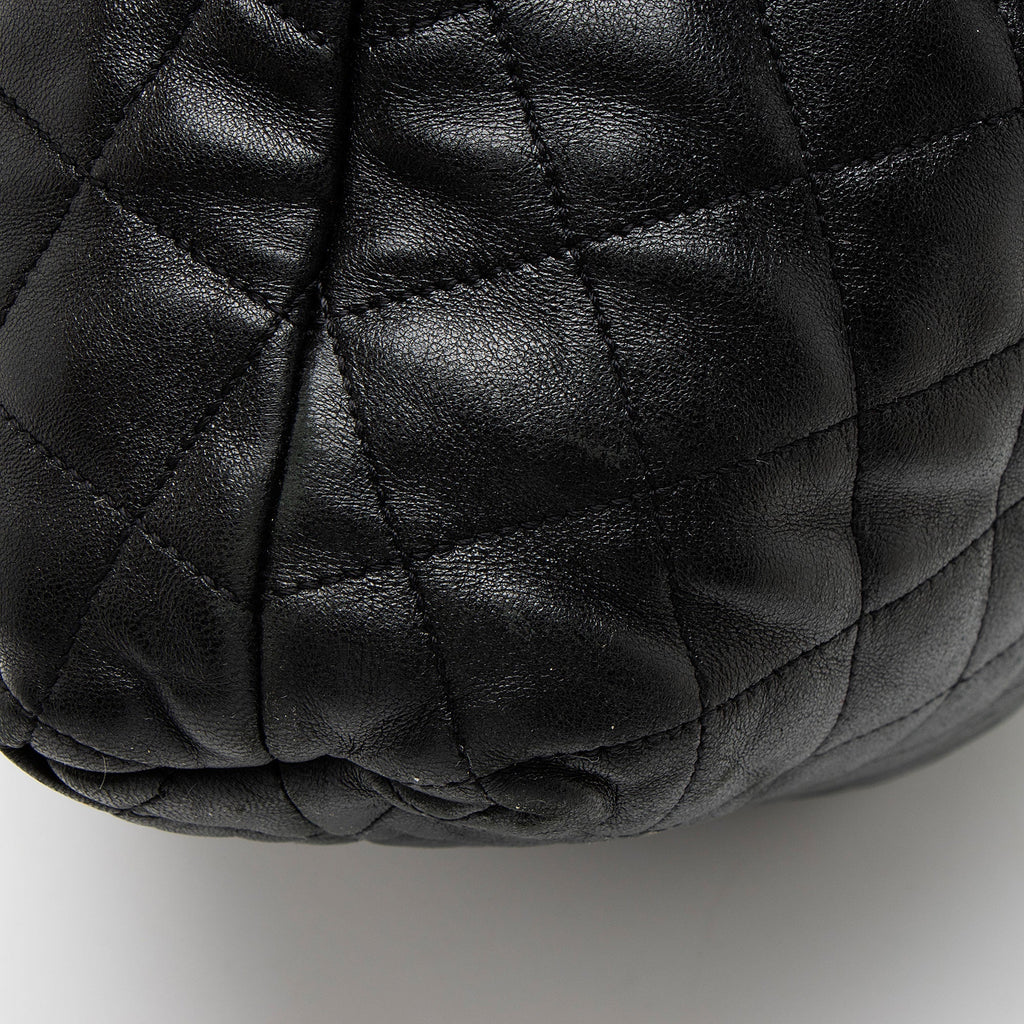 Saint Laurent Quilted Lambskin Monogram Icare Maxi Shopping Tote Bag - Black