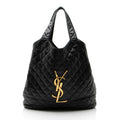 Saint Laurent Quilted Lambskin Monogram Icare Maxi Shopping Tote Bag - Black