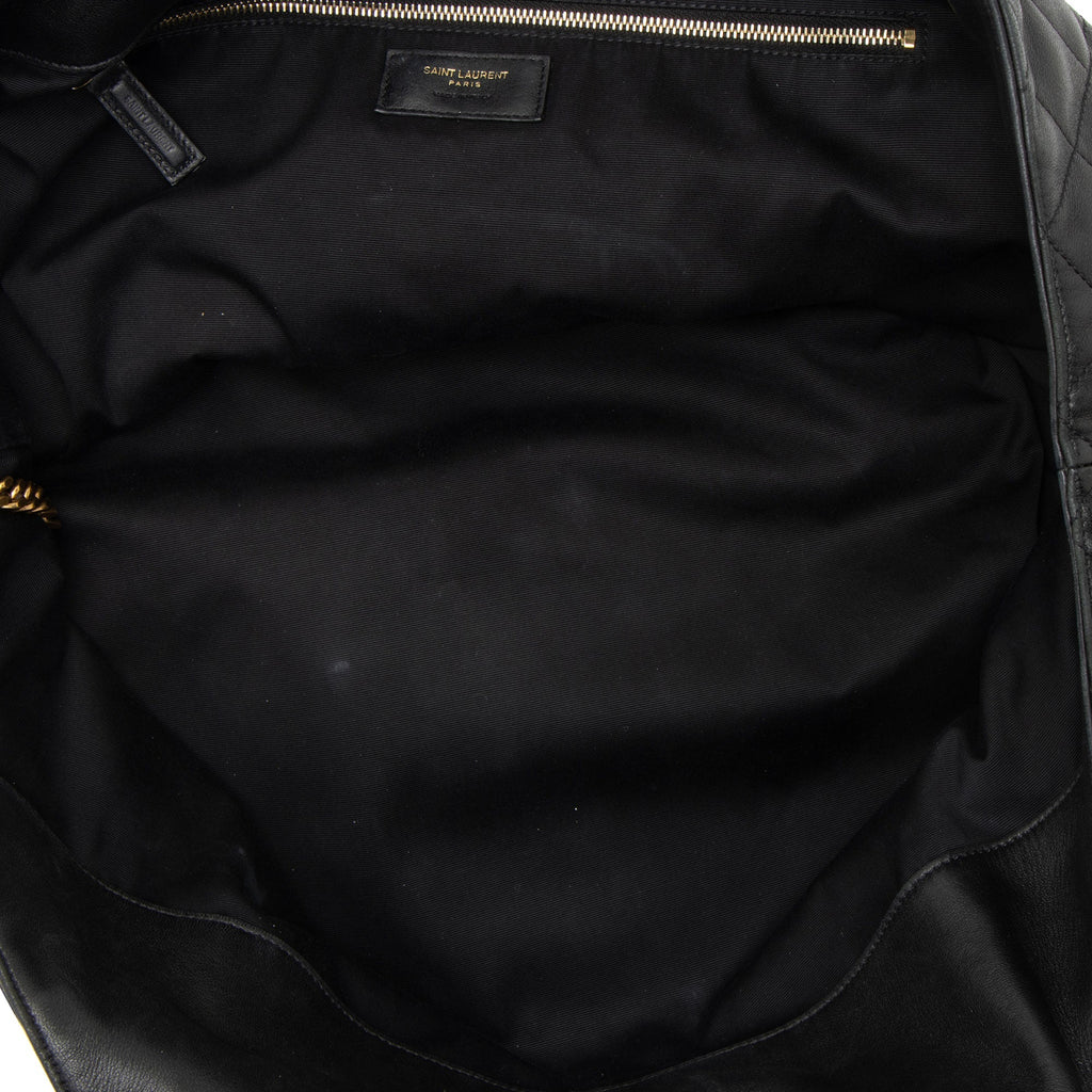 Saint Laurent Quilted Lambskin Monogram Icare Maxi Shopping Tote Bag - Black