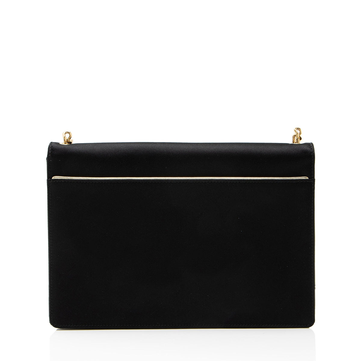 Saint Laurent Satin Monogram Gaby Chain Envelope Bag - Black/Gold