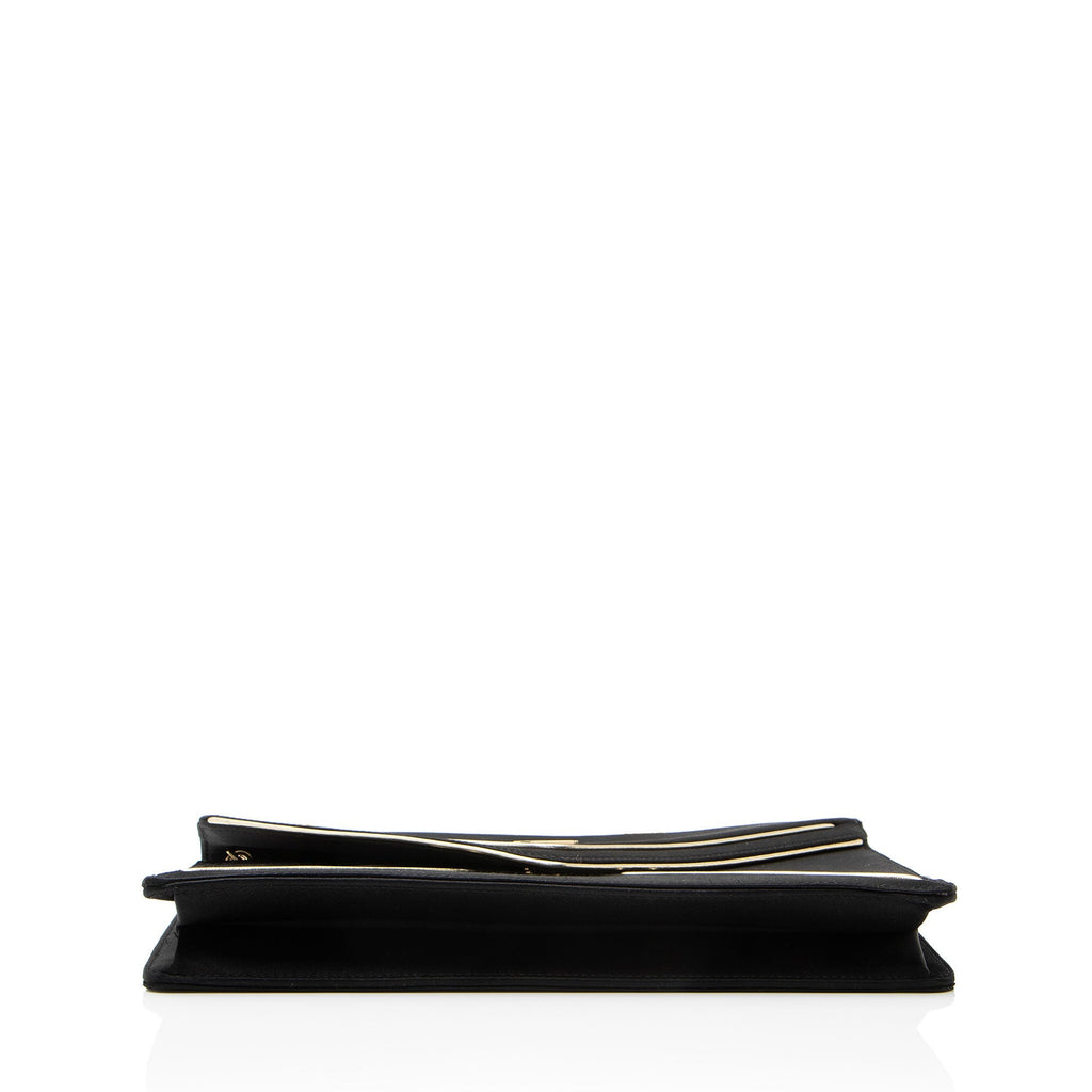 Saint Laurent Satin Monogram Gaby Chain Envelope Bag - Black/Gold
