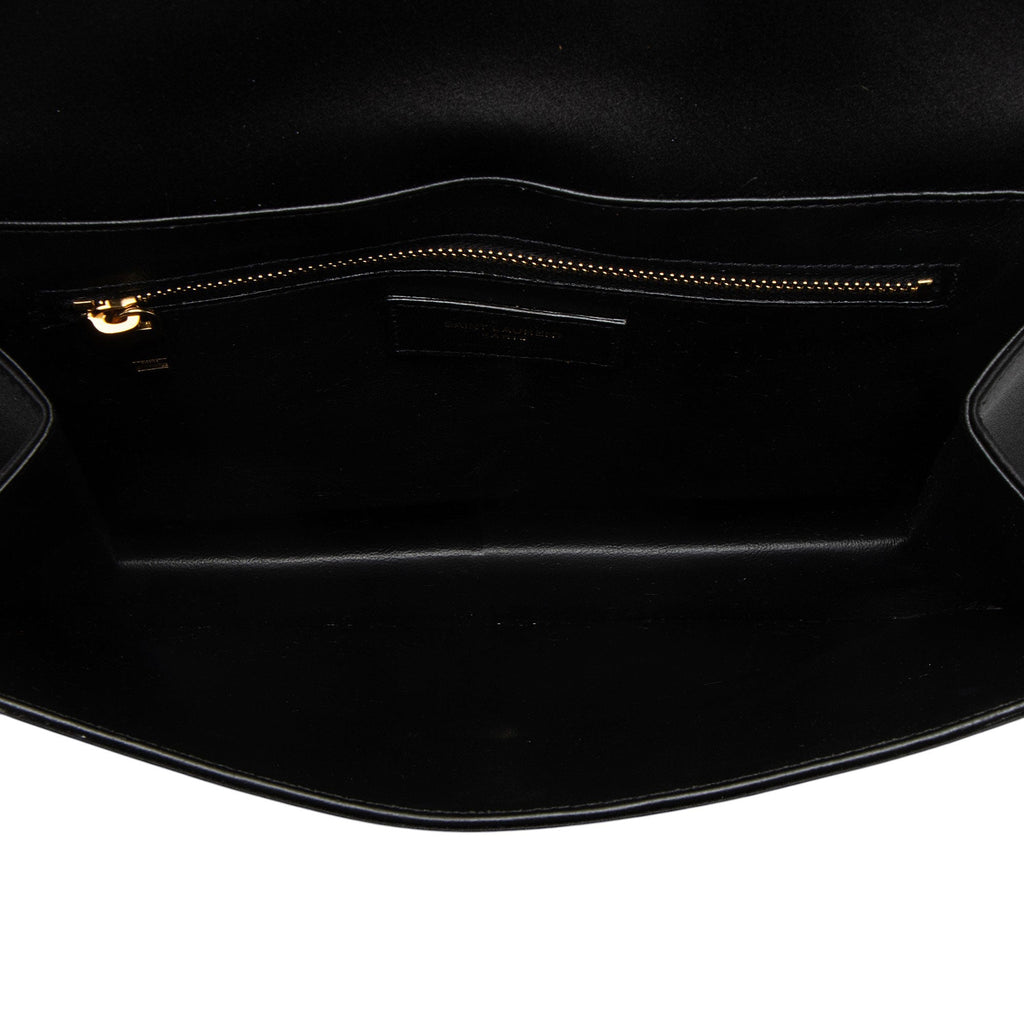 Saint Laurent Satin Monogram Gaby Chain Envelope Bag - Black/Gold