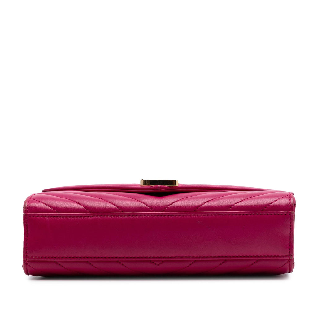 Saint Laurent Small Chevron Calfskin Monogram Envelope Bag - Pink