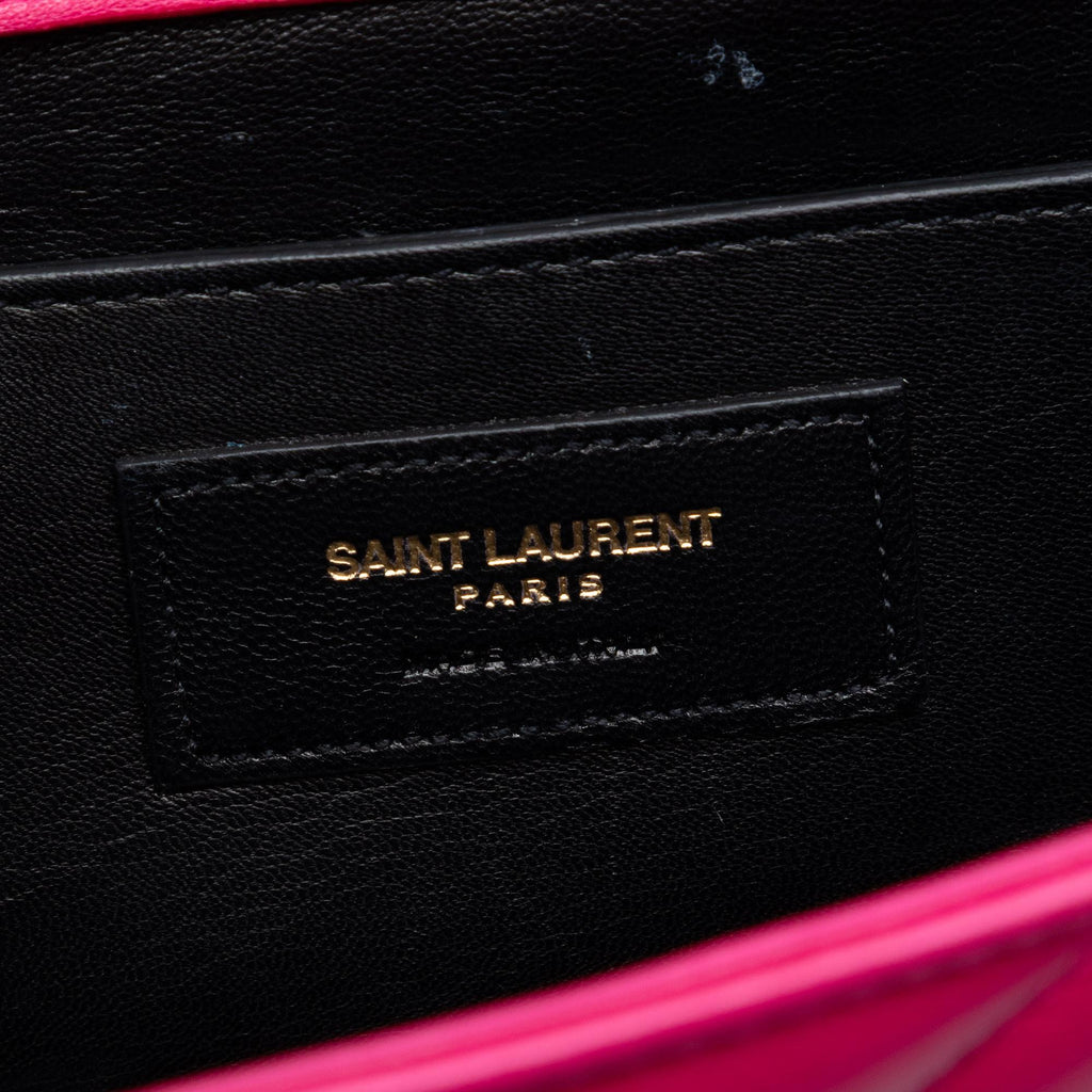Saint Laurent Small Chevron Calfskin Monogram Envelope Bag - Pink