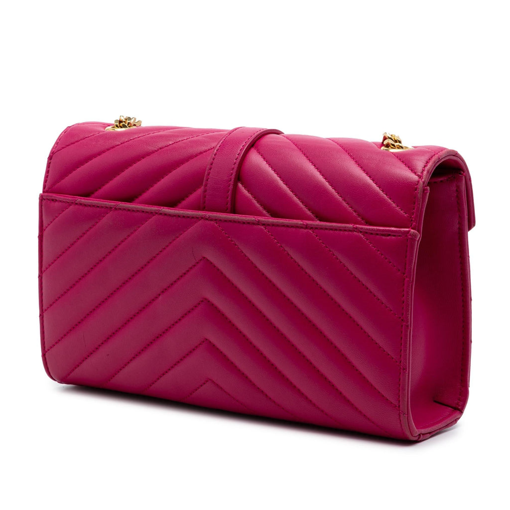 Saint Laurent Small Chevron Calfskin Monogram Envelope Bag - Pink