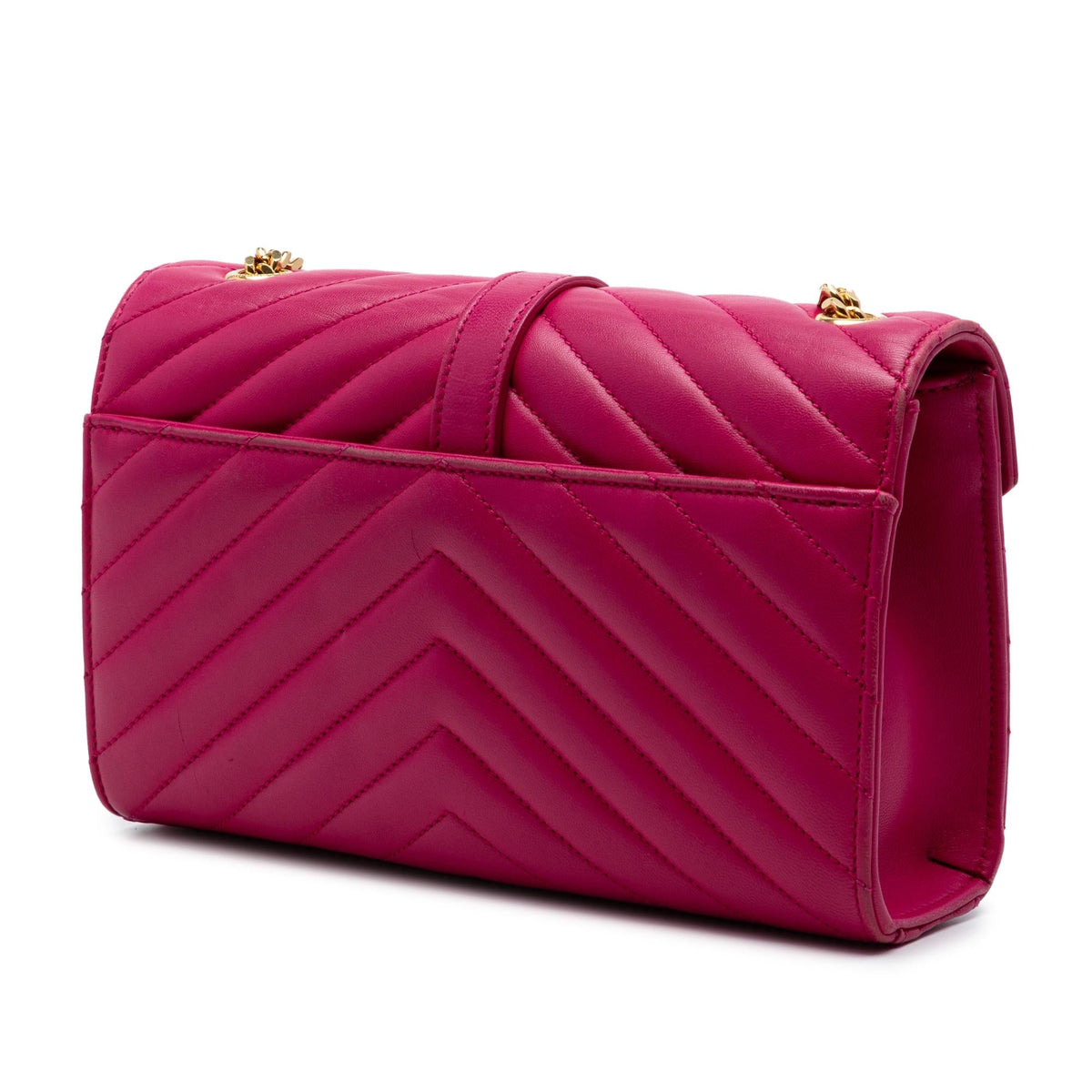 Saint Laurent Small Chevron Calfskin Monogram Envelope Bag - Pink