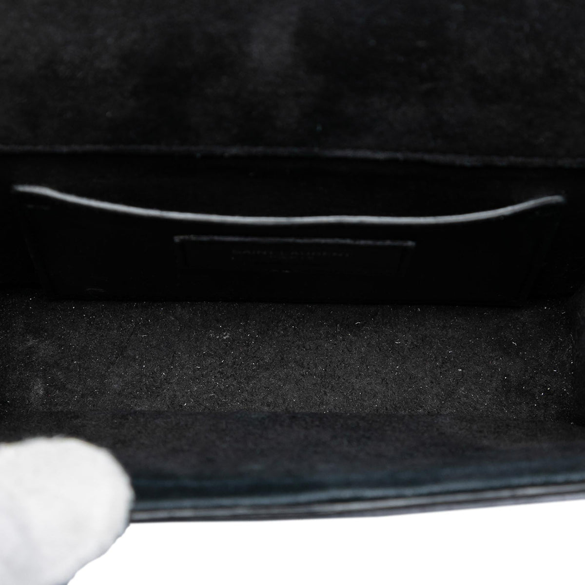 Saint Laurent Small Croc Embossed Leather Monogram Kate Tassel Crossbody Bag - Black
