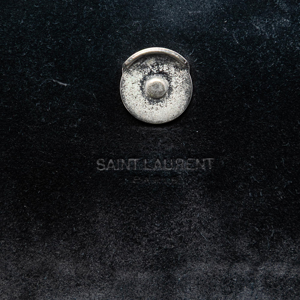 Saint Laurent Small Croc Embossed Leather Monogram Kate Tassel Crossbody Bag - Black