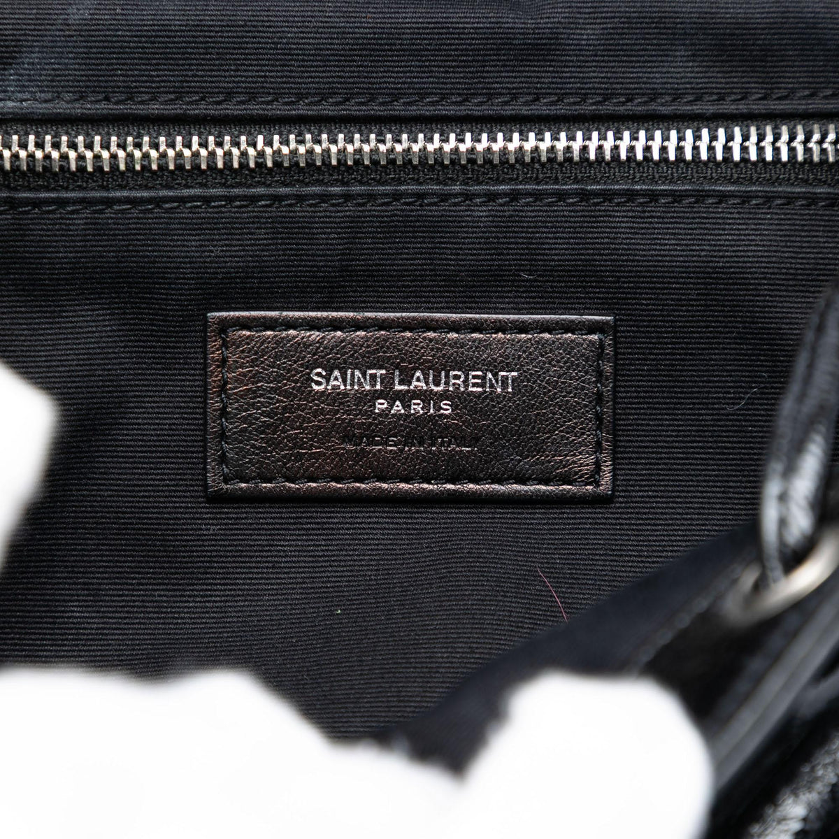 Saint Laurent Small Matelasse Patent Monogram LouLou Backpack - Black