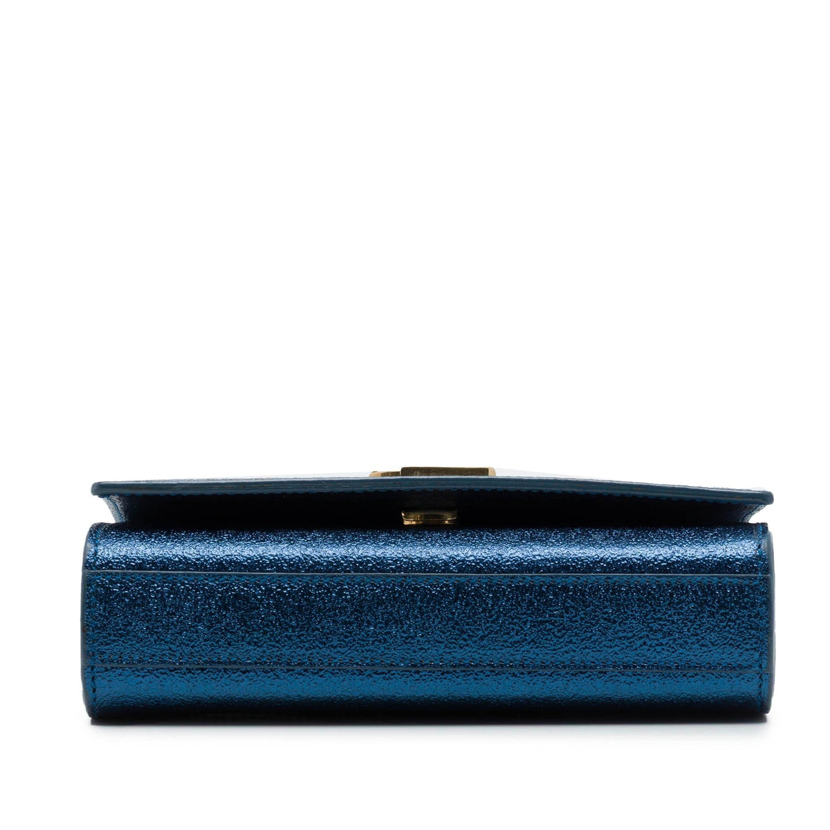 Saint Laurent Small Metallic Calfskin Classic Monogram Kate Crossbody Bag - Blue