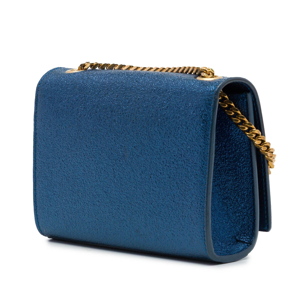 Saint Laurent Small Metallic Calfskin Classic Monogram Kate Crossbody Bag - Blue