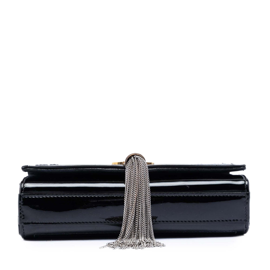 Saint Laurent Small Quilted Patent Monogram Kate Tassel Crossbody Bag - Black