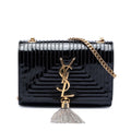 Saint Laurent Small Quilted Patent Monogram Kate Tassel Crossbody Bag - Black