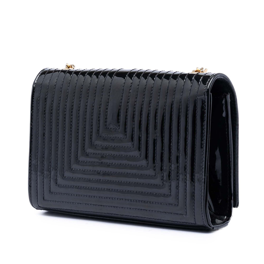 Saint Laurent Small Quilted Patent Monogram Kate Tassel Crossbody Bag - Black