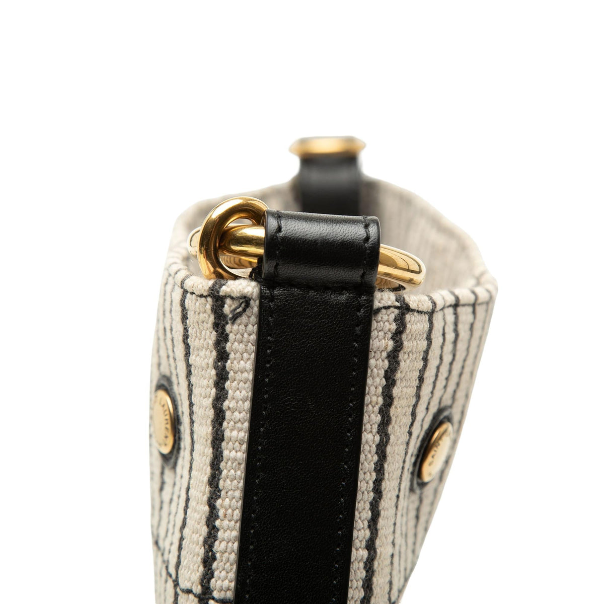 Saint Laurent Striped Canvas Rive Gauche Bucket Bag - White