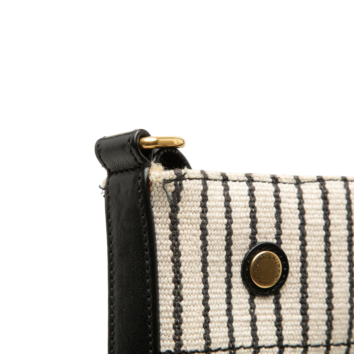 Saint Laurent Striped Canvas Rive Gauche Bucket Bag - White