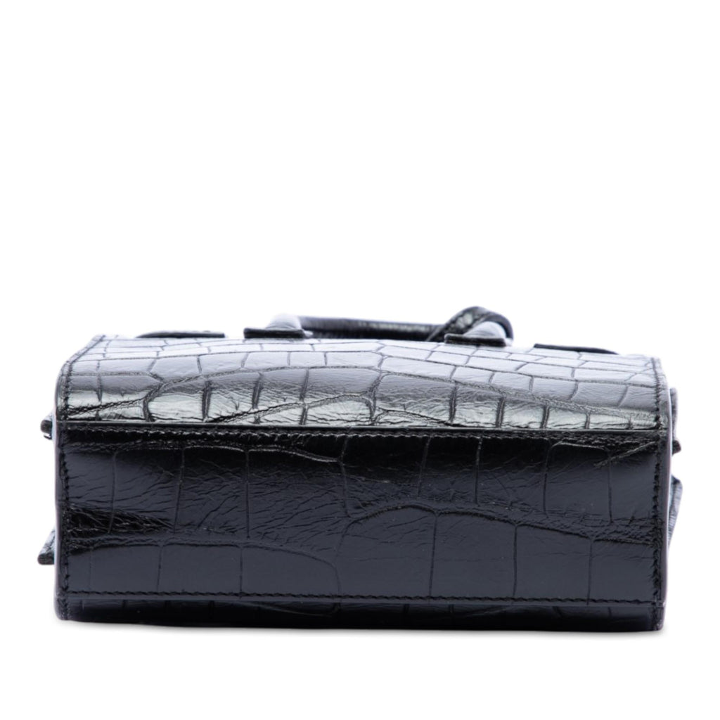 Saint Laurent Toy Croc Embossed Leather Sac De Jour Satchel - Black