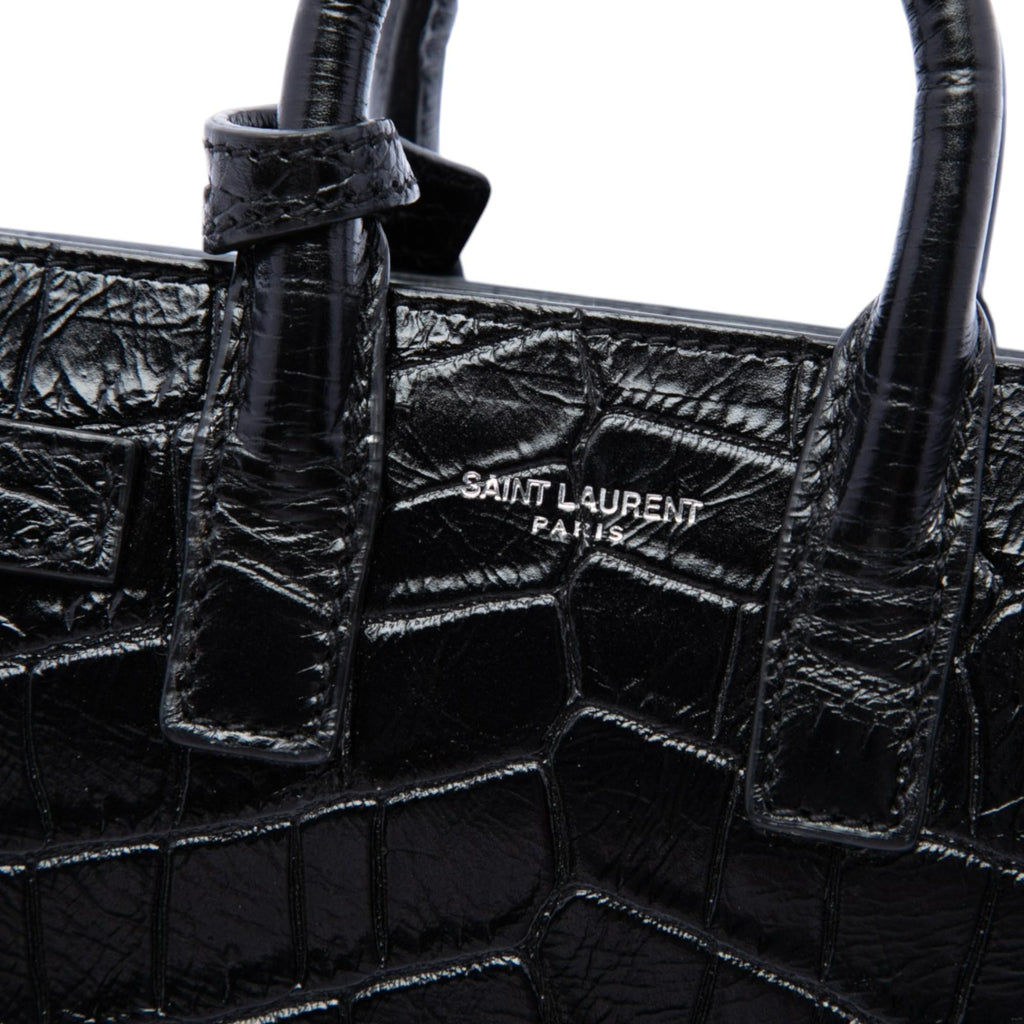 Saint Laurent Toy Croc Embossed Leather Sac De Jour Satchel - Black