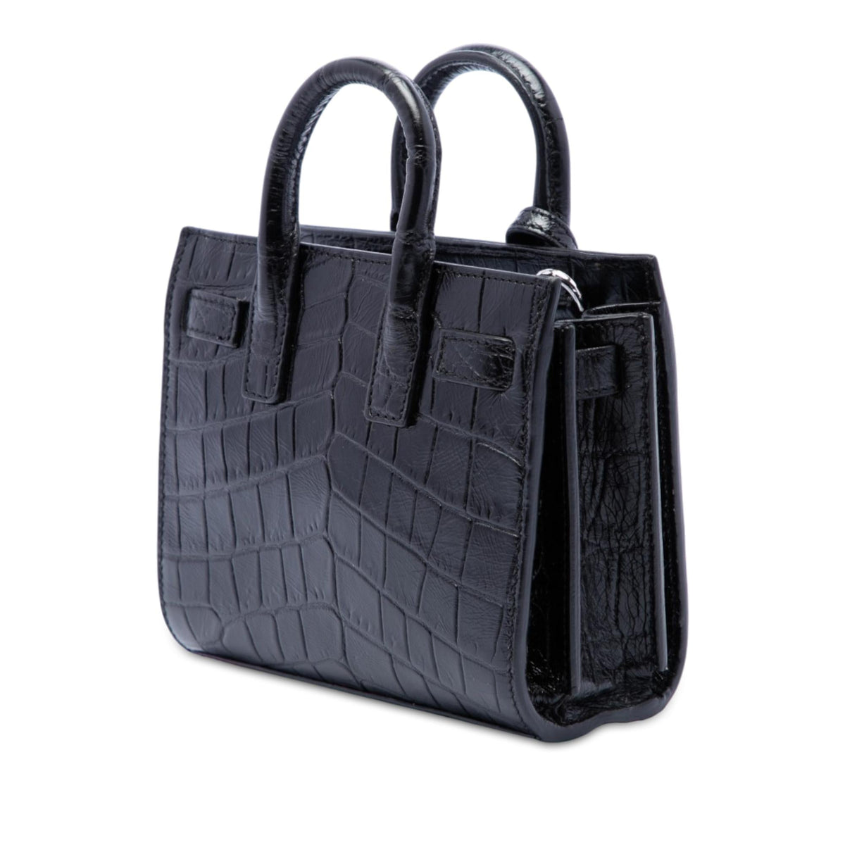 Saint Laurent Toy Croc Embossed Leather Sac De Jour Satchel - Black