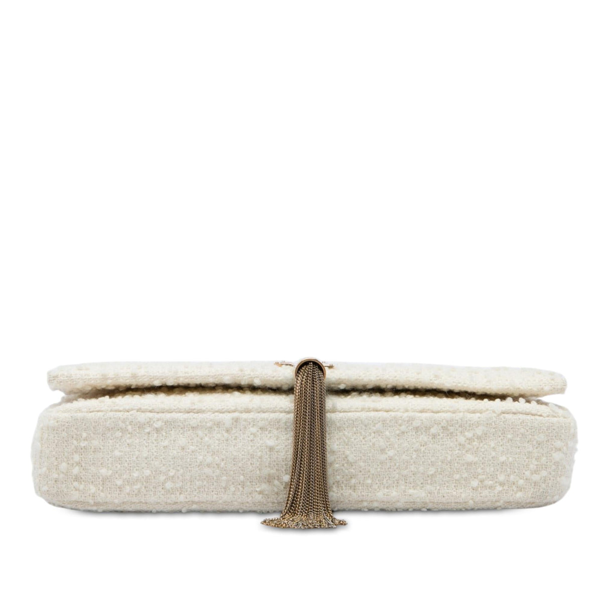 Saint Laurent Tweed Monogram Kate 99 Tassel Bag - White