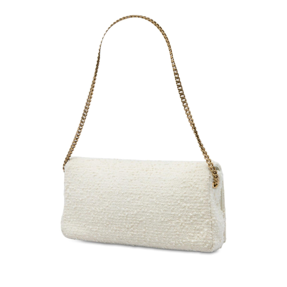 Saint Laurent Tweed Monogram Kate 99 Tassel Bag - White