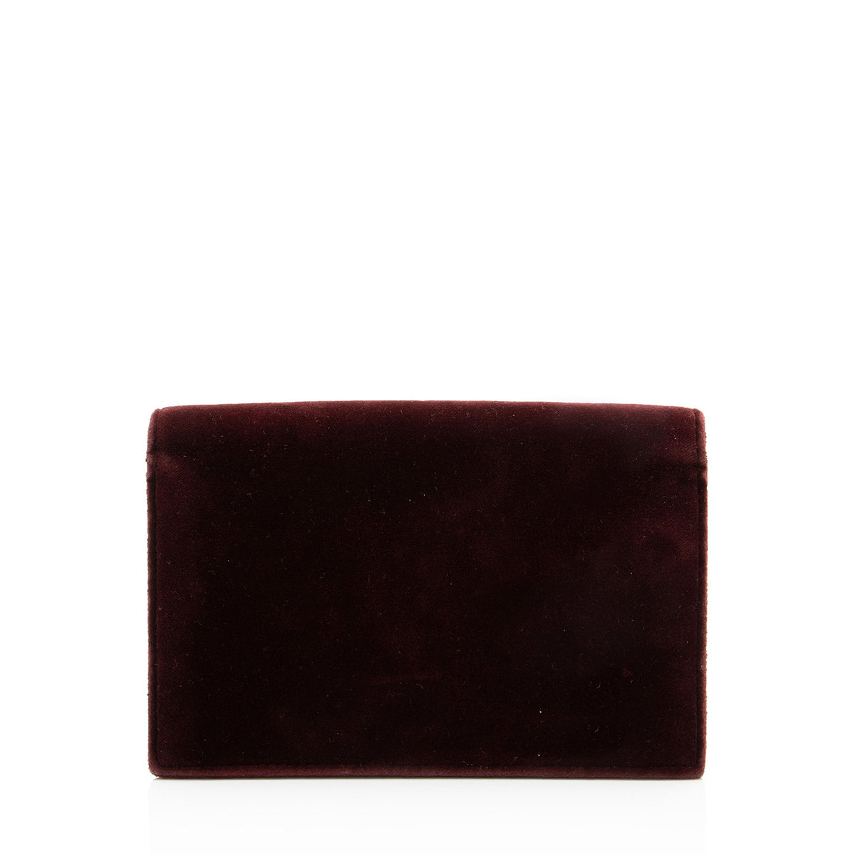 Saint Laurent Velvet Crystal Monogram Kate Tassel Chain Wallet - Red