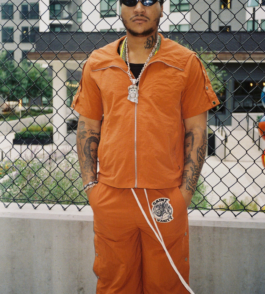 Saint Vanity Hooded Zip Up Shirt Orange