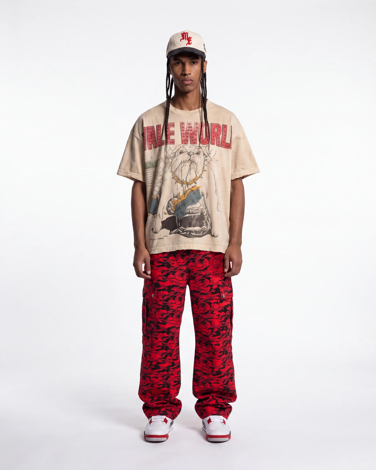 Saint Vanity Nylon Tiger Camo Cargo Pants Red