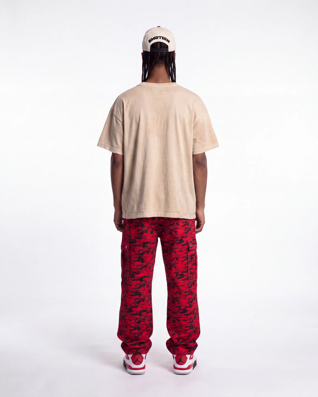 Saint Vanity Nylon Tiger Camo Cargo Pants Red