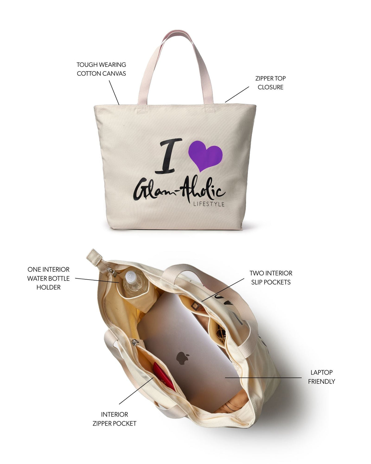 SIGNATURE LOGO CANVAS TOTE - PURPLE