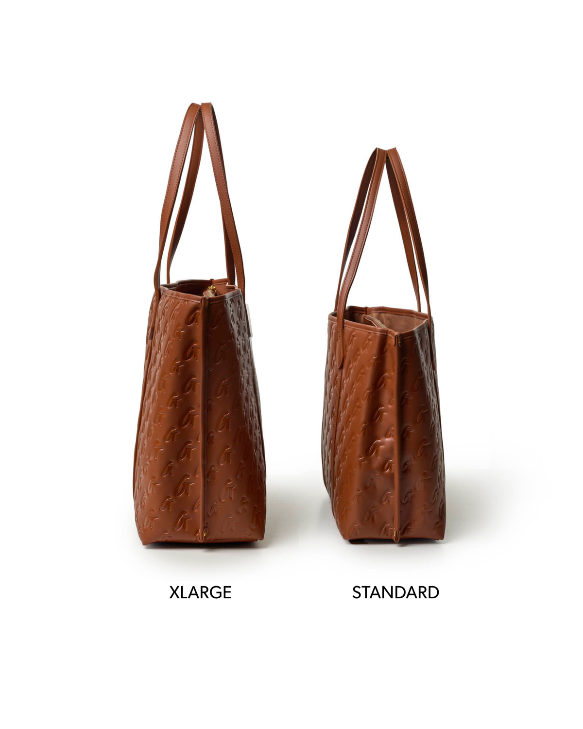 XL MONOGRAM SLEEK TOTE - BROWN